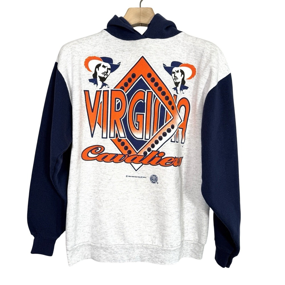 Vintage 90s Virginia Cavaliers Hoodie XL NCAA Big Logo UVA Sweatshirt USA 1994